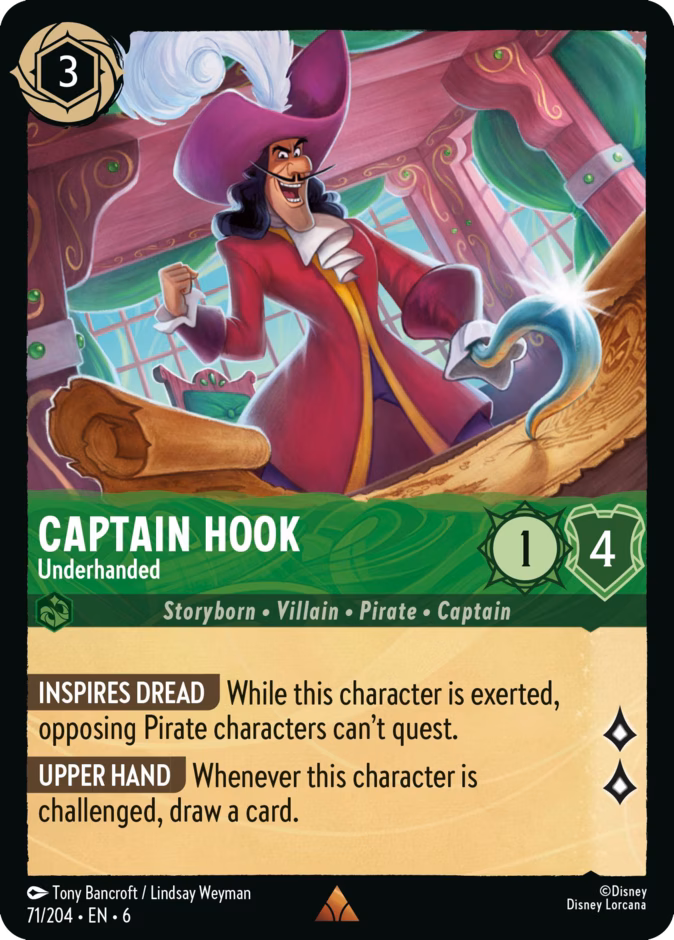 Carta oficial Captain Hook · Underhanded