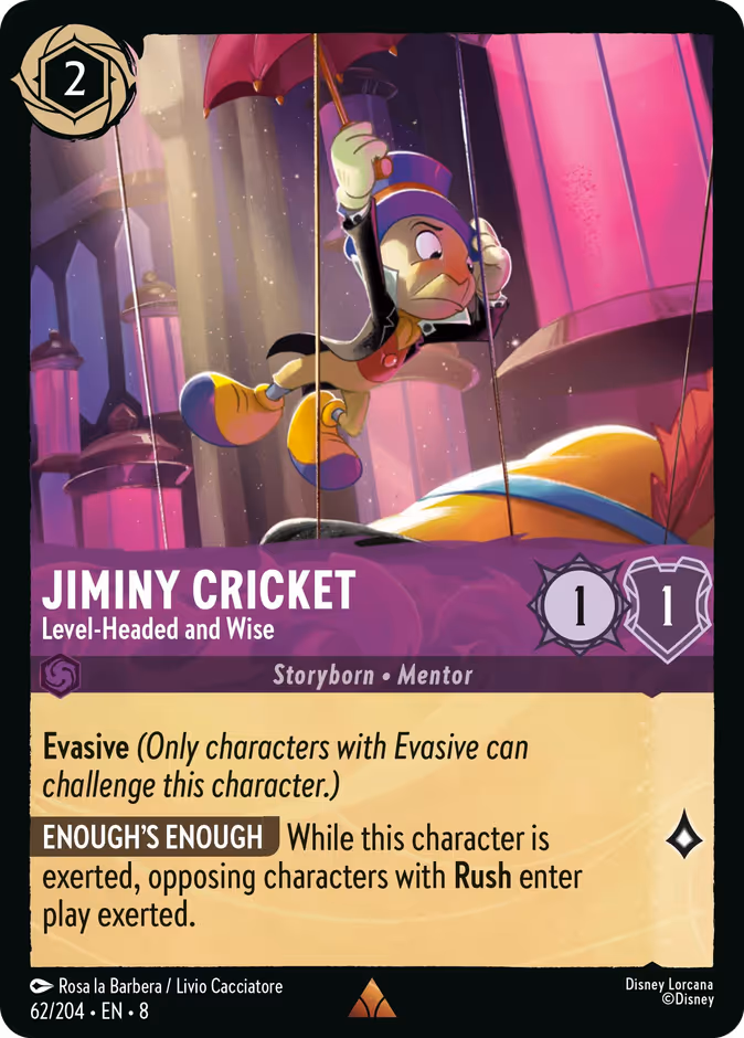 Carta Jiminy Cricket · Level-Headed and Wise