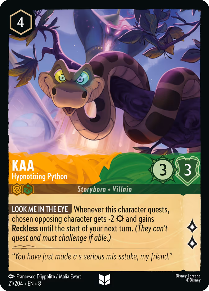 Carta oficial Kaa · Hypnotizing Python