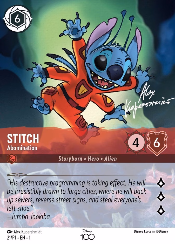 Carta oficial Stitch · Abomination