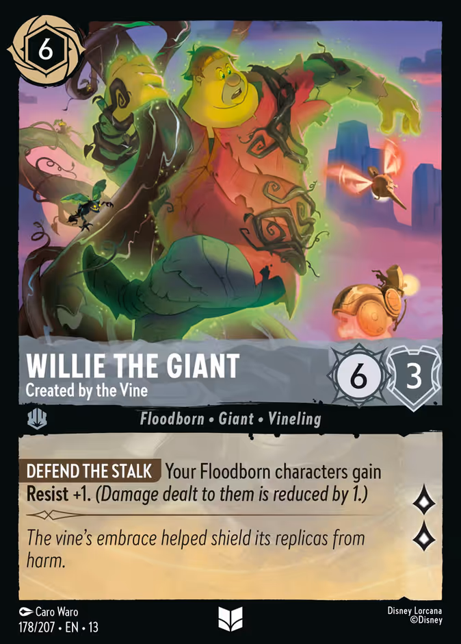 Carta oficial Willie the Giant · Created by the Vine
